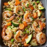 Riz frit crevettes plaque