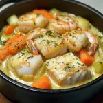 Cassolette de poissons et crevettes