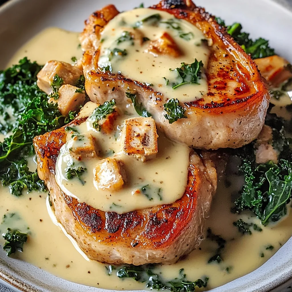 Côtelettes de porc et kale