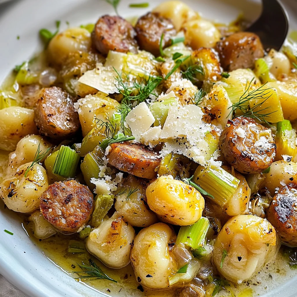 Gnocchis aux poireaux et saucisse
