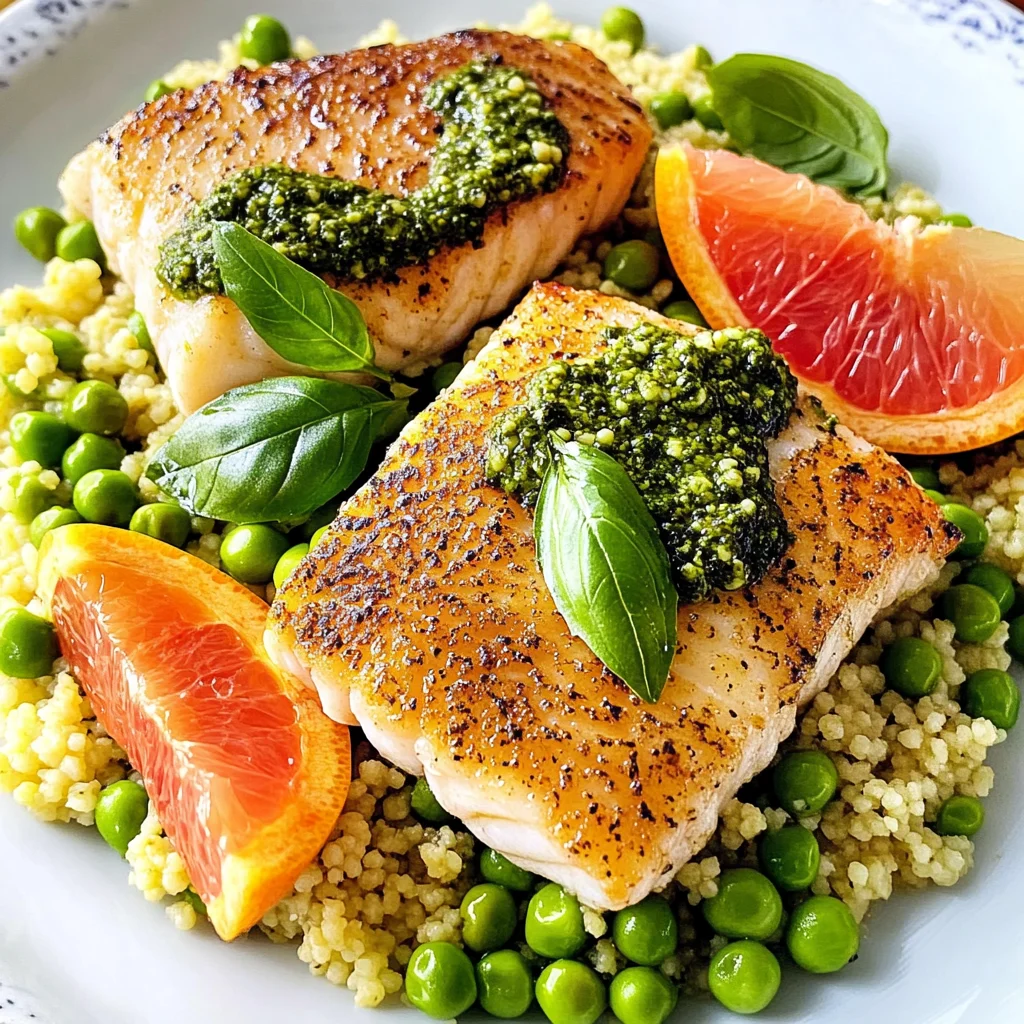 Morue poêlée couscous au pesto
