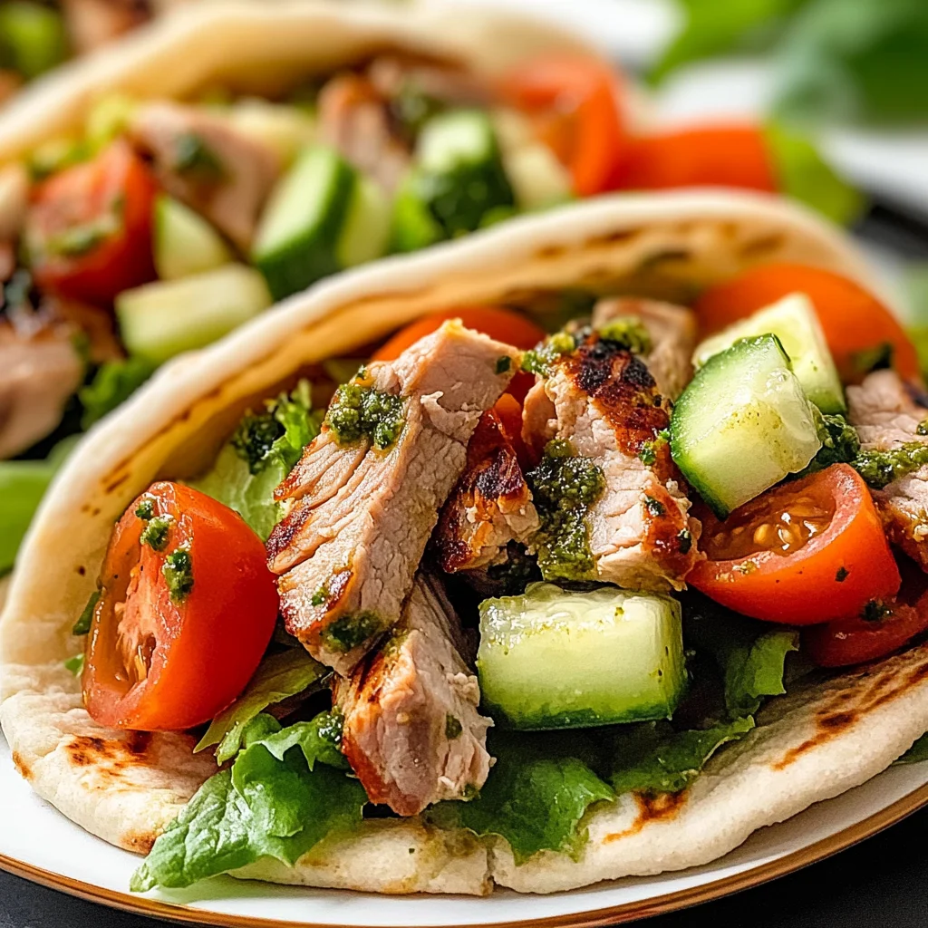 Pitas à la salade de porc