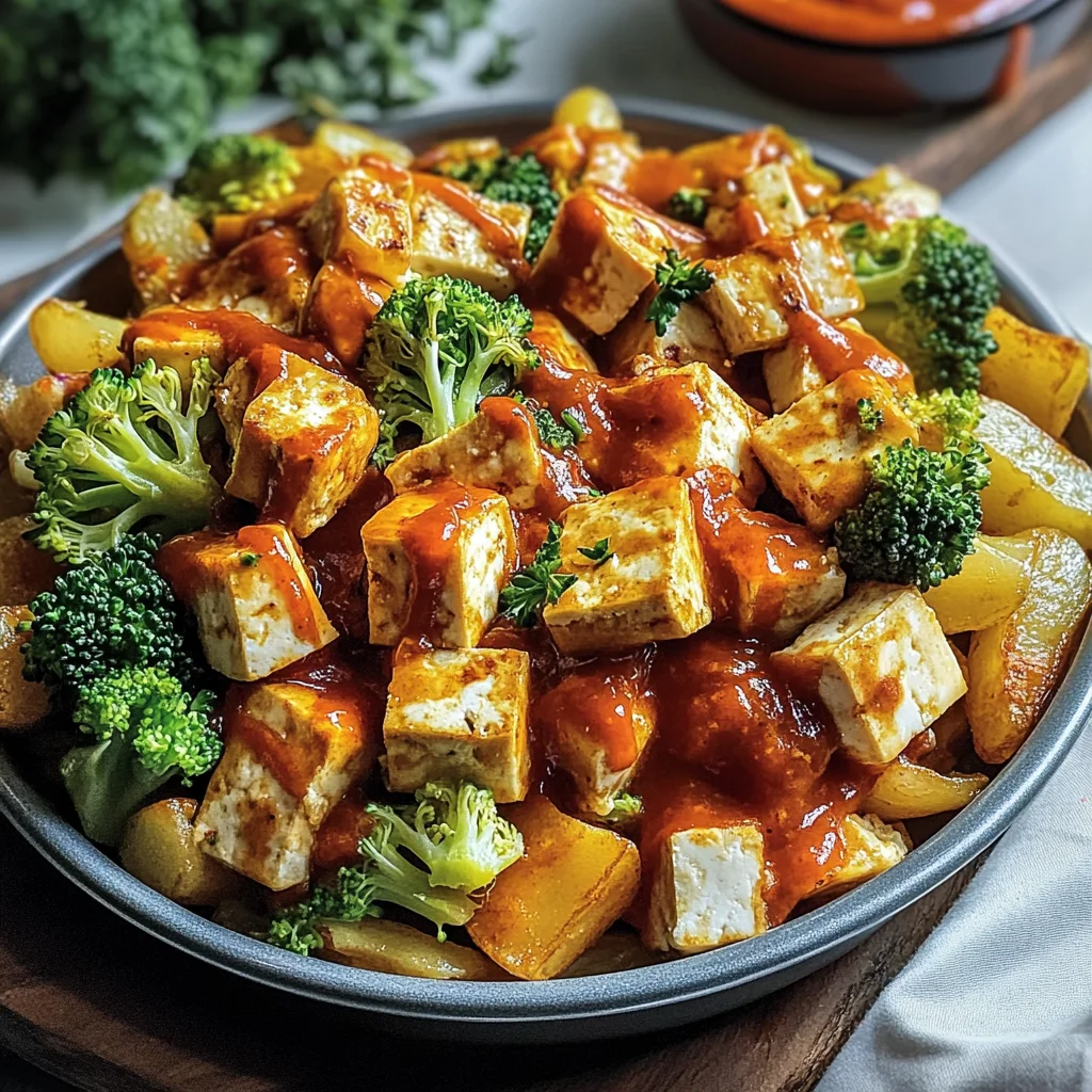 Poutine au tofu et poivrons