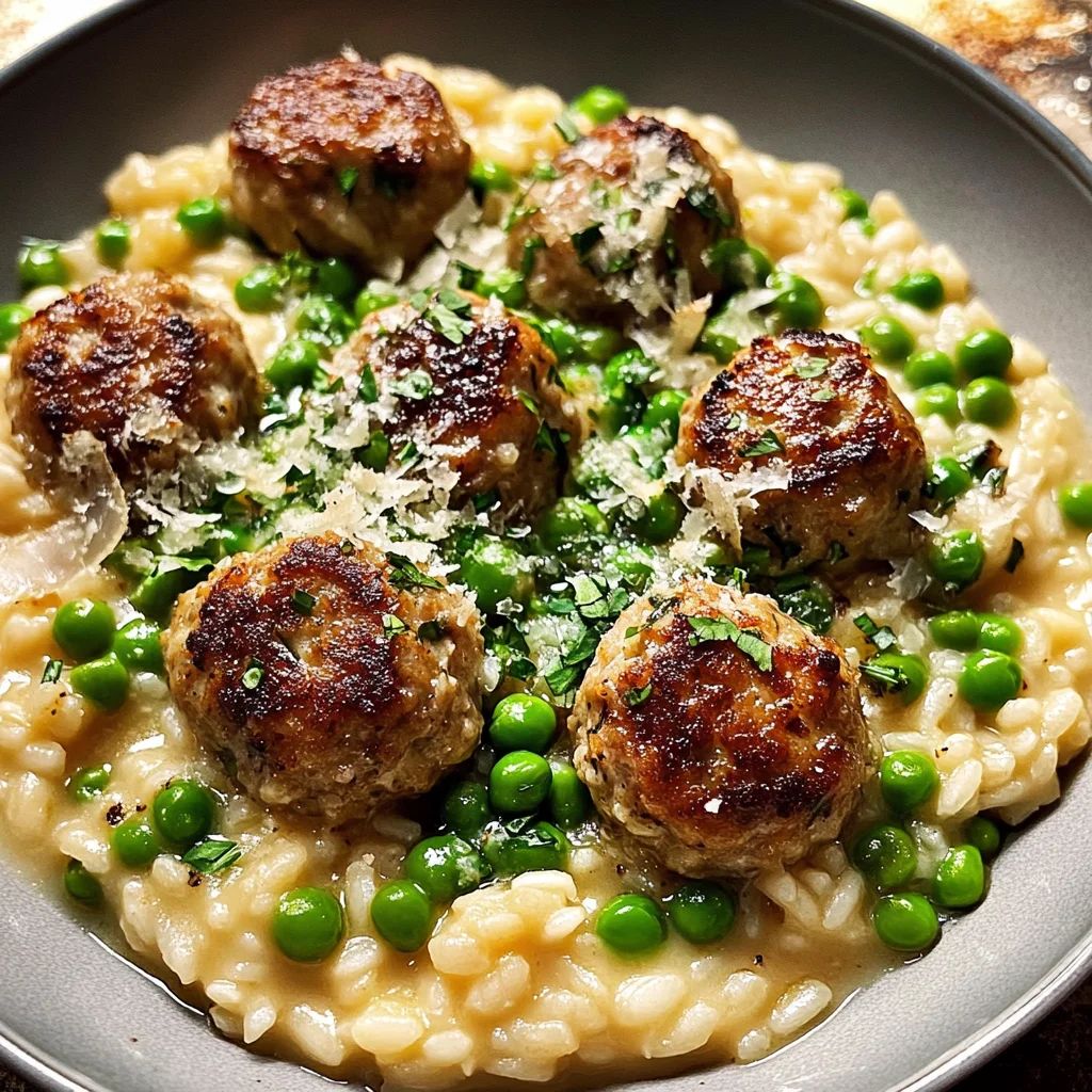 Risotto aux boulettes et pois