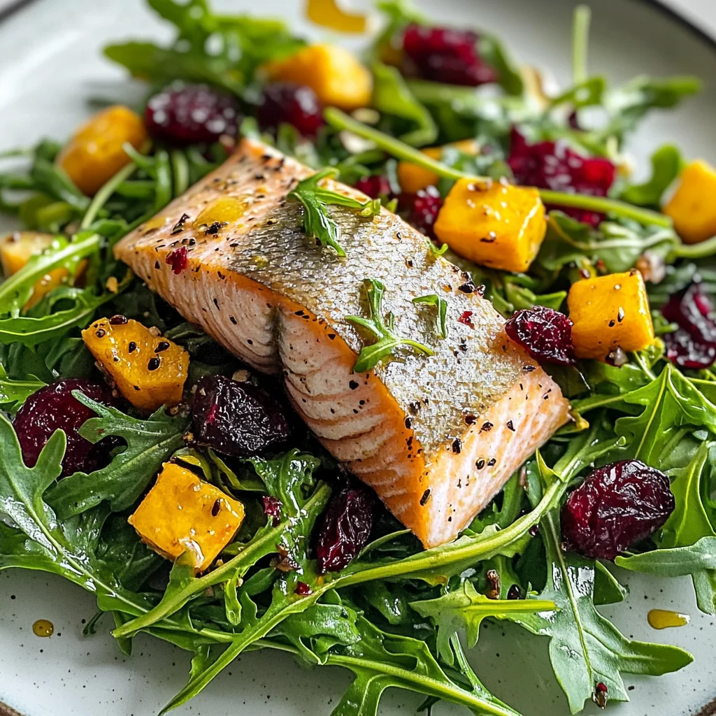 Salade de roquette truite betteraves