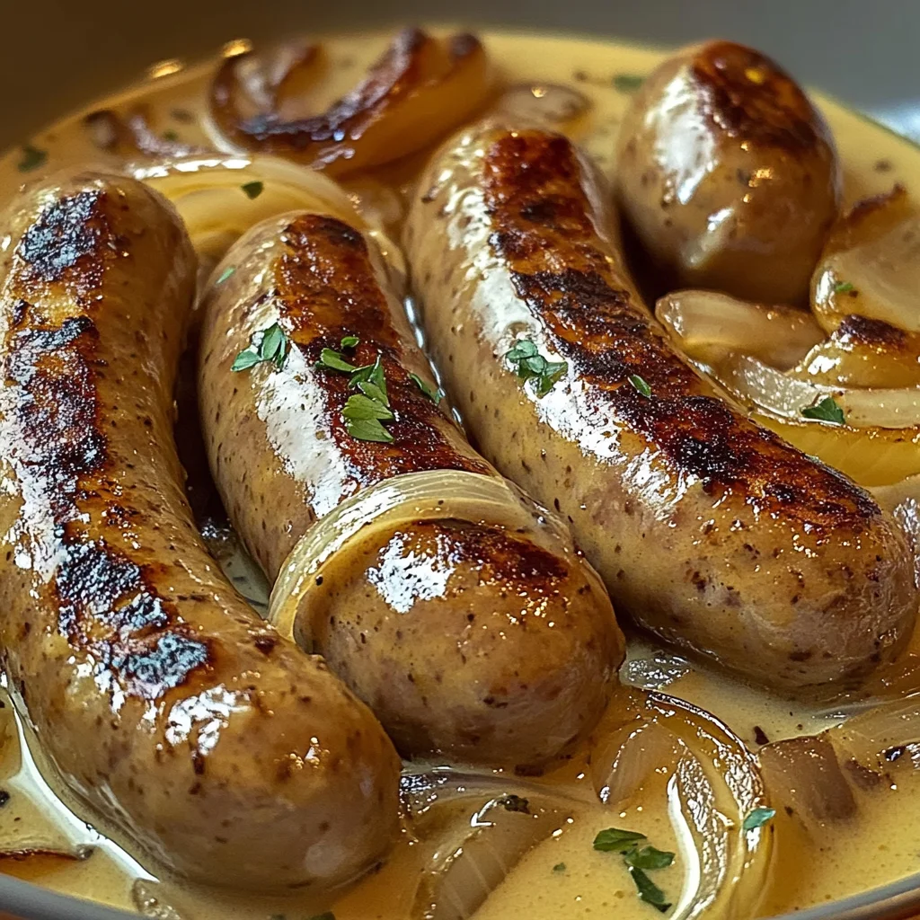 Saucisses à la moutarde et oignons