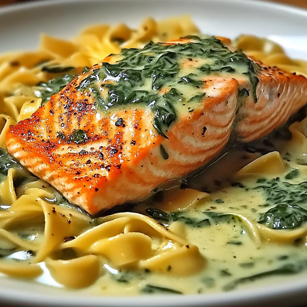 Saumon sauce épicée et épinards