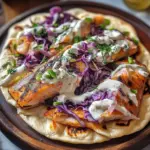 Truite et chou rouge sur naans