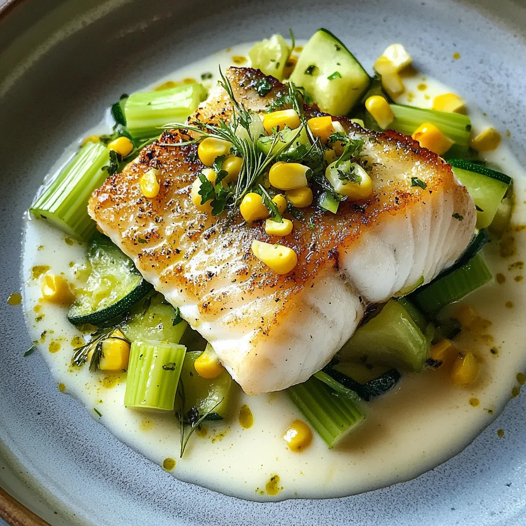 Turbot avec lait de maïs
