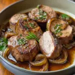 Filet mignon porc oignons