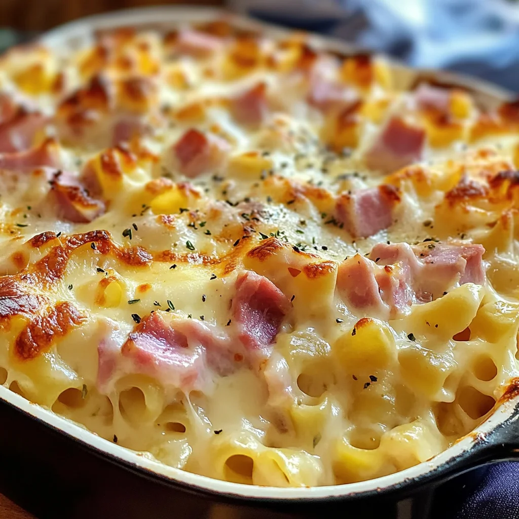 Gratin de pâtes au jambon