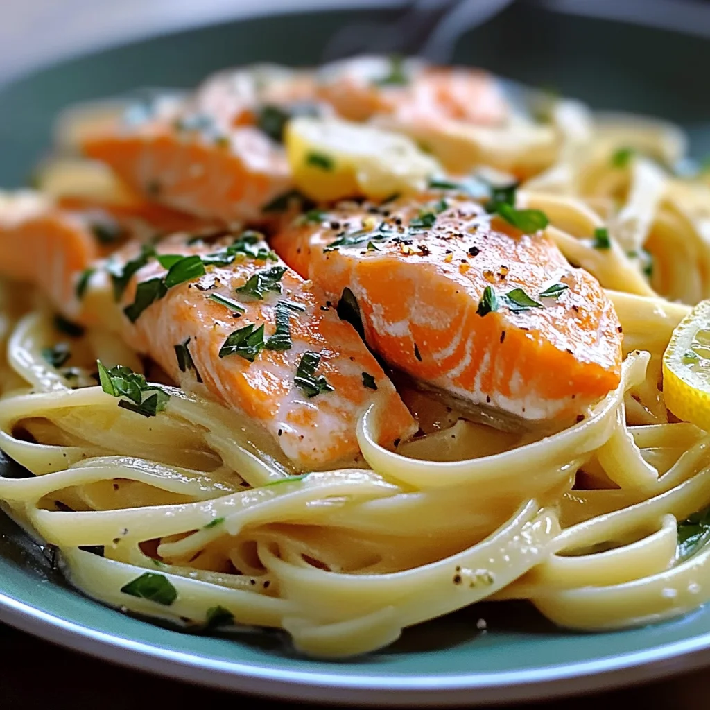 Linguines saumon citron herbes