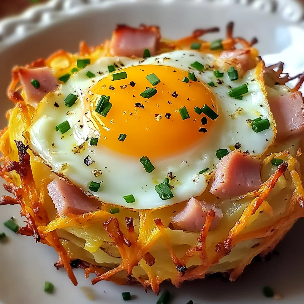Nids pommes terre œufs jambon