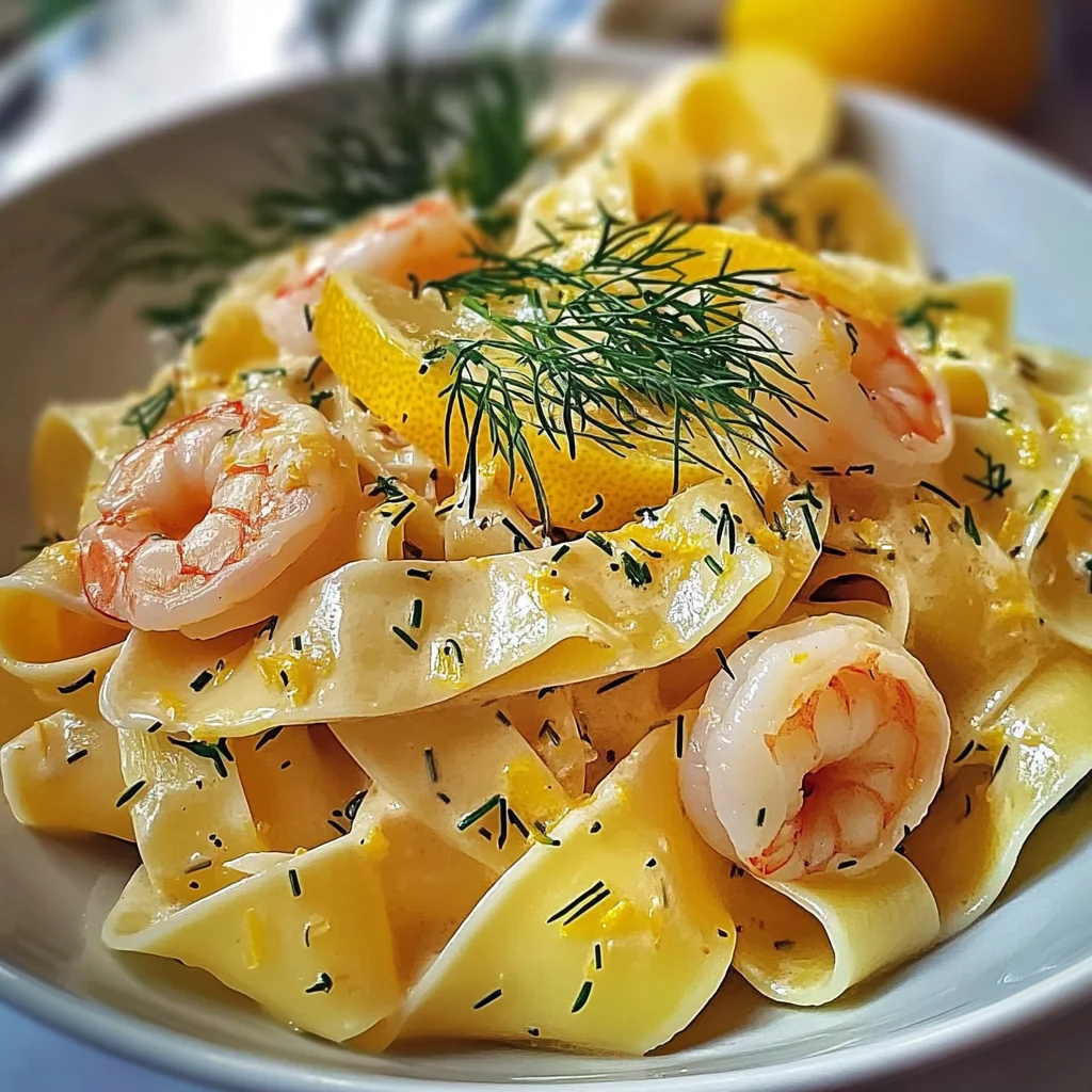 Pappardelles citron et crevettes