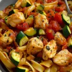 Pâtes poulet et courgettes