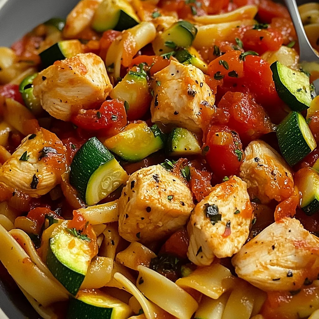 Pâtes poulet et courgettes