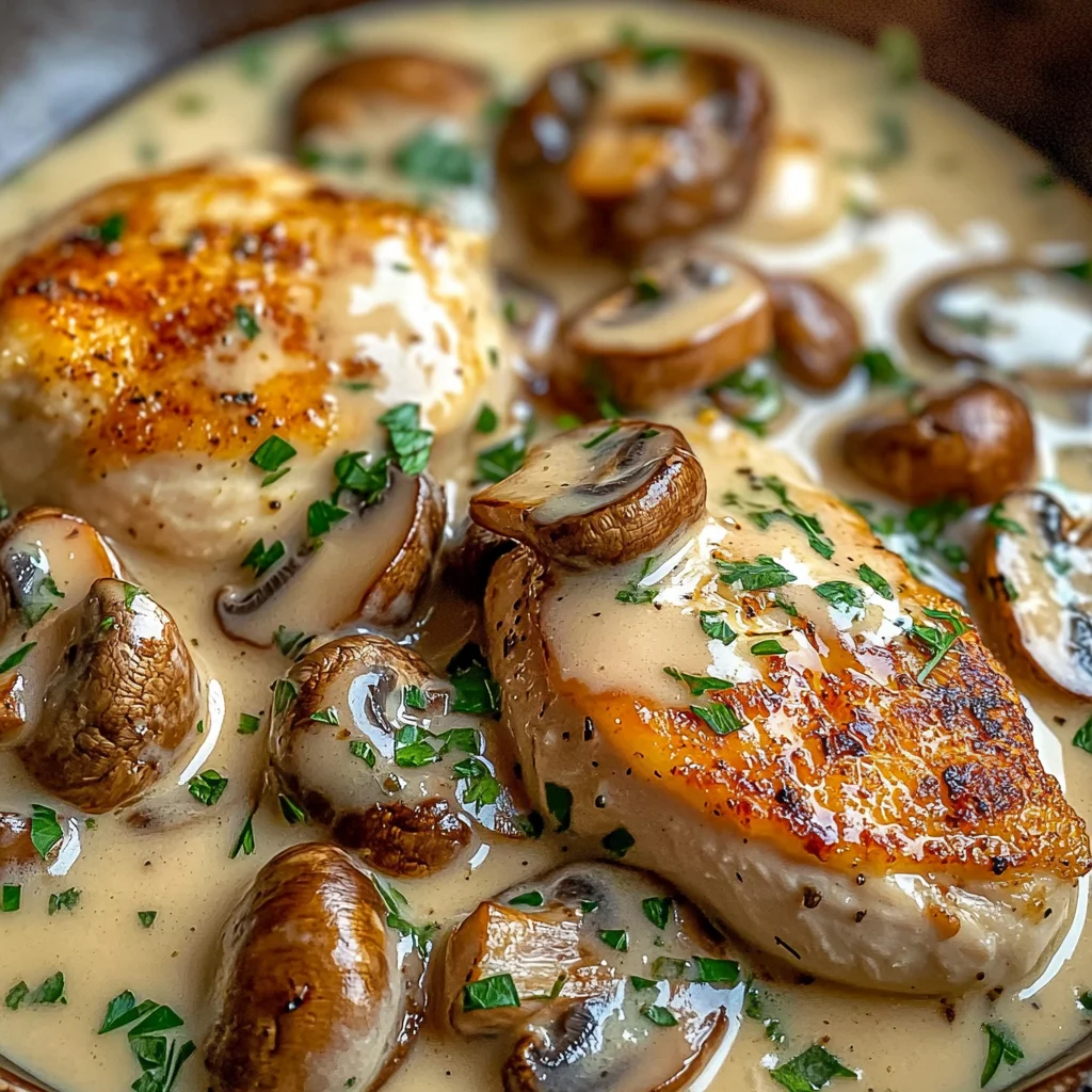 Poulet aux champignons crème