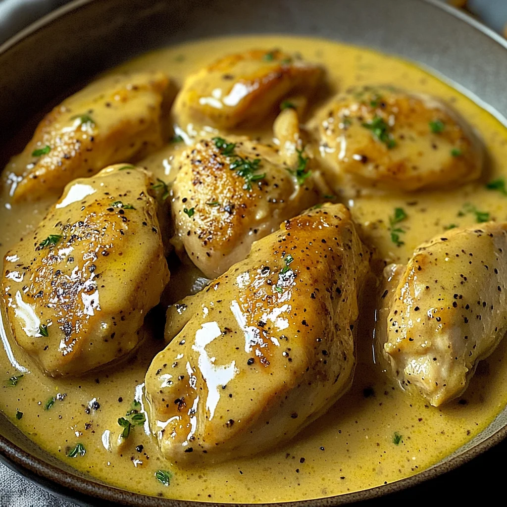 Poulet mijoté moutarde