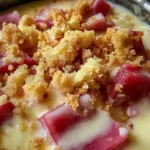 Rhubarbe crème vanille crumble