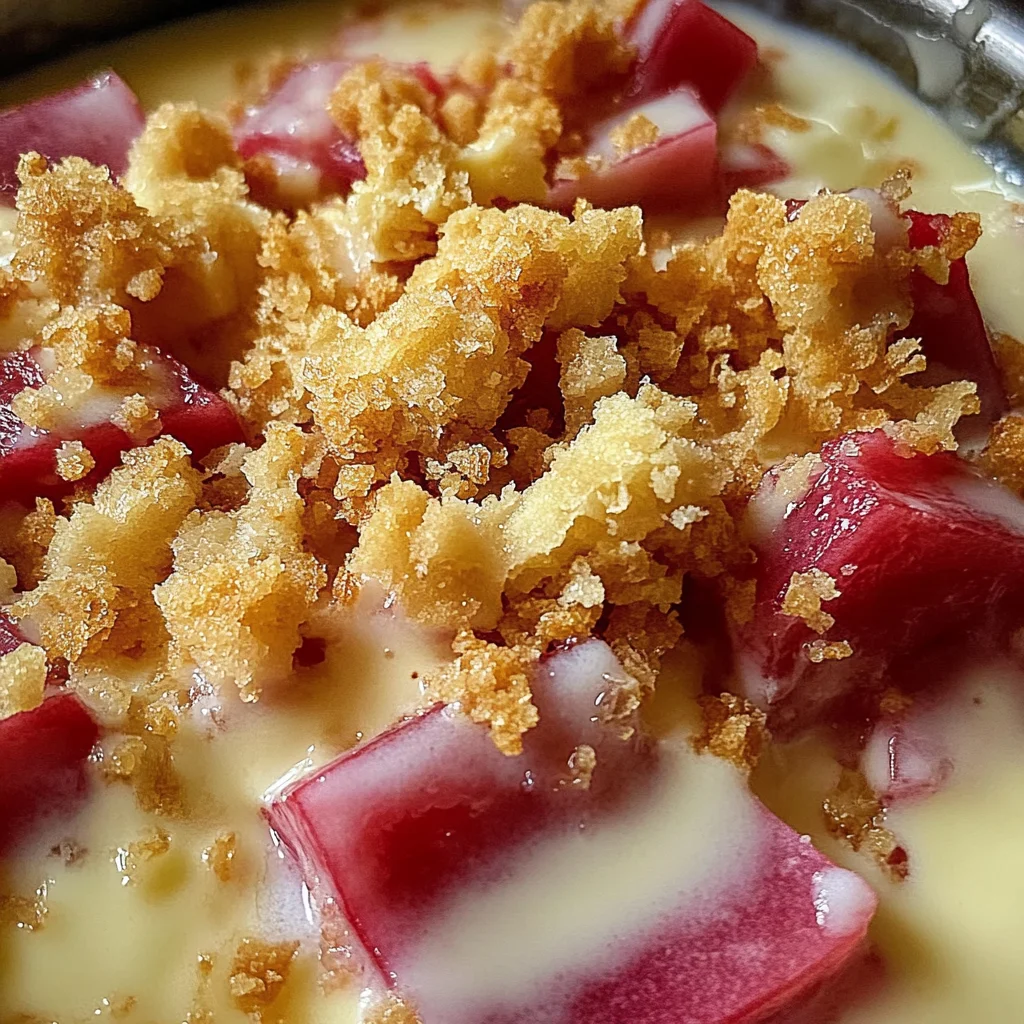 Rhubarbe crème vanille crumble