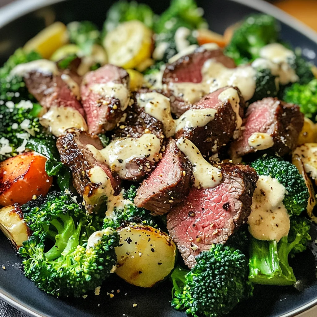 Salade brocoli et boeuf grillé