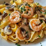 Tagliatelles crevettes et champignons