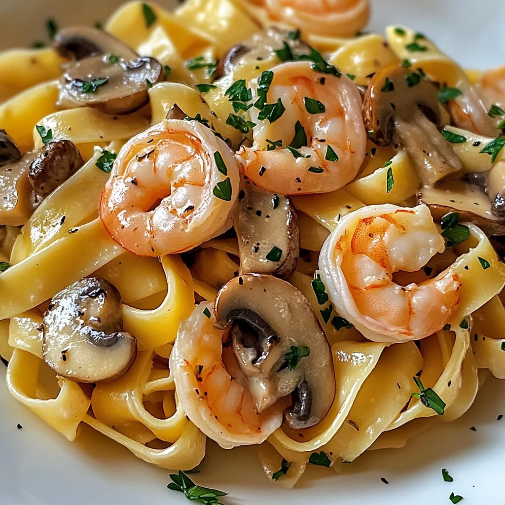 Tagliatelles crevettes et champignons