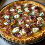 Tarte oignons lardon chèvre miel