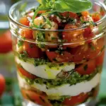 Verrine parmesan, tomates, pistou