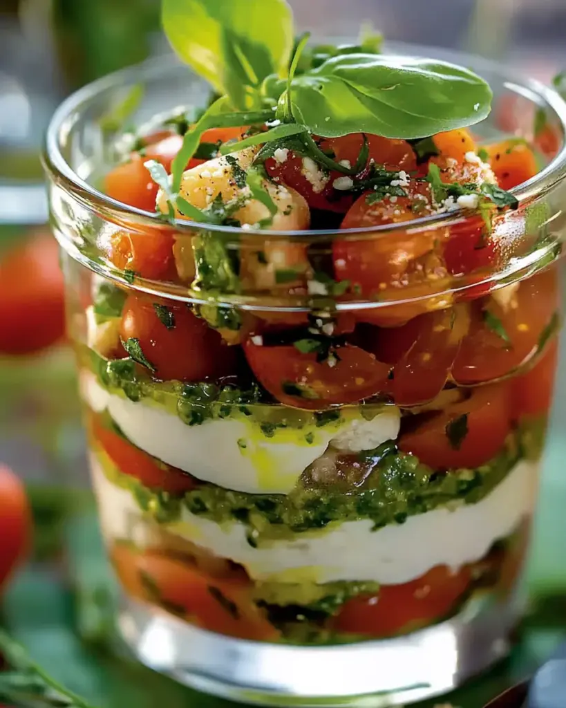 Verrine parmesan, tomates, pistou