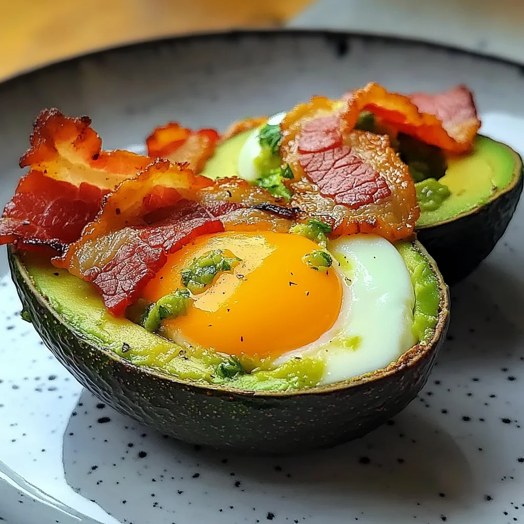 Avocat surprise œuf et lard