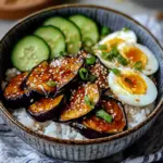 Bols de riz et aubergine