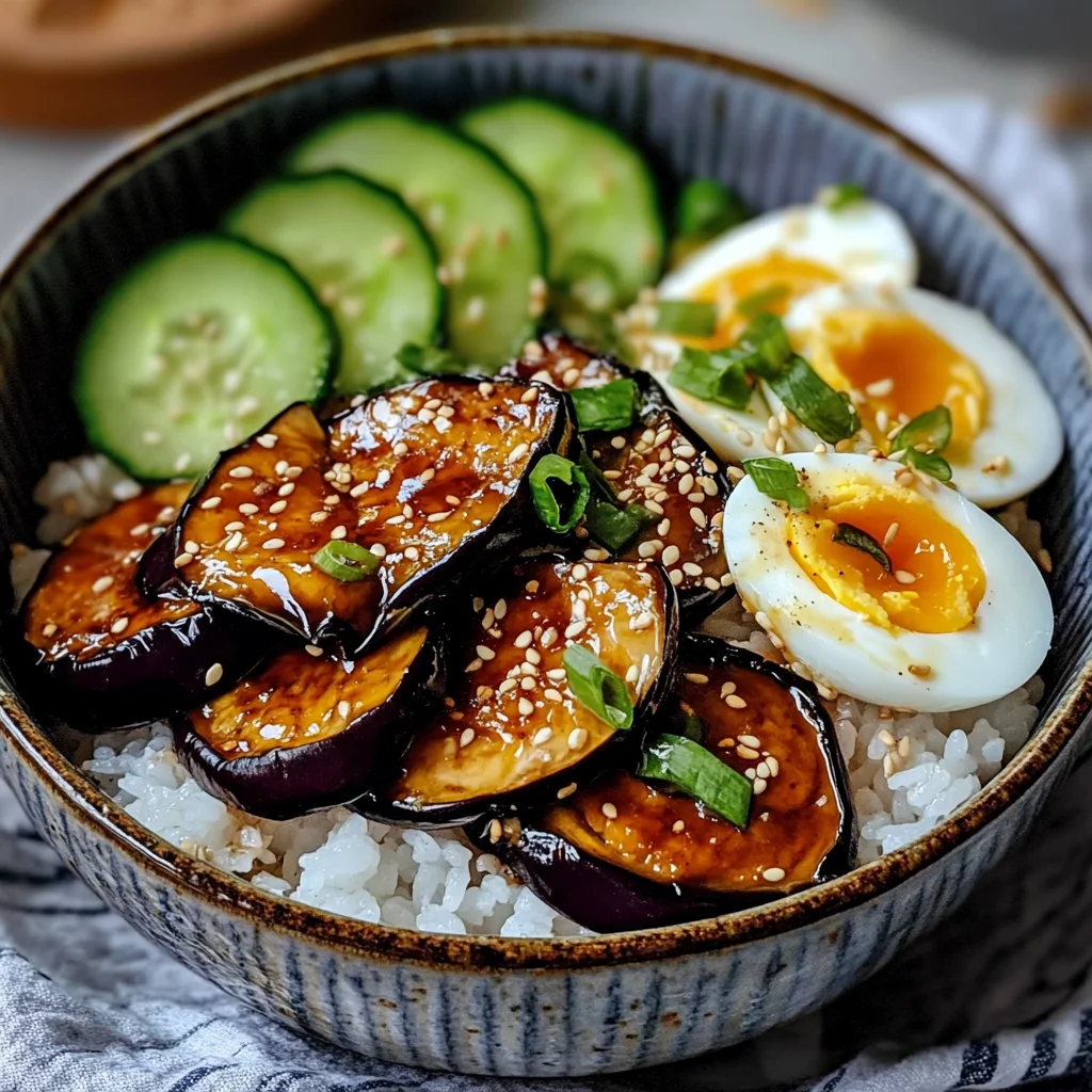 Bols de riz et aubergine