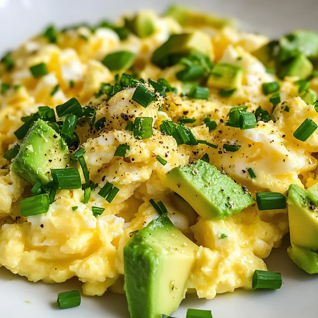 Oeufs brouillés avocat ciboulette
