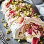 Pavlova roulée rhubarbe mascarpone