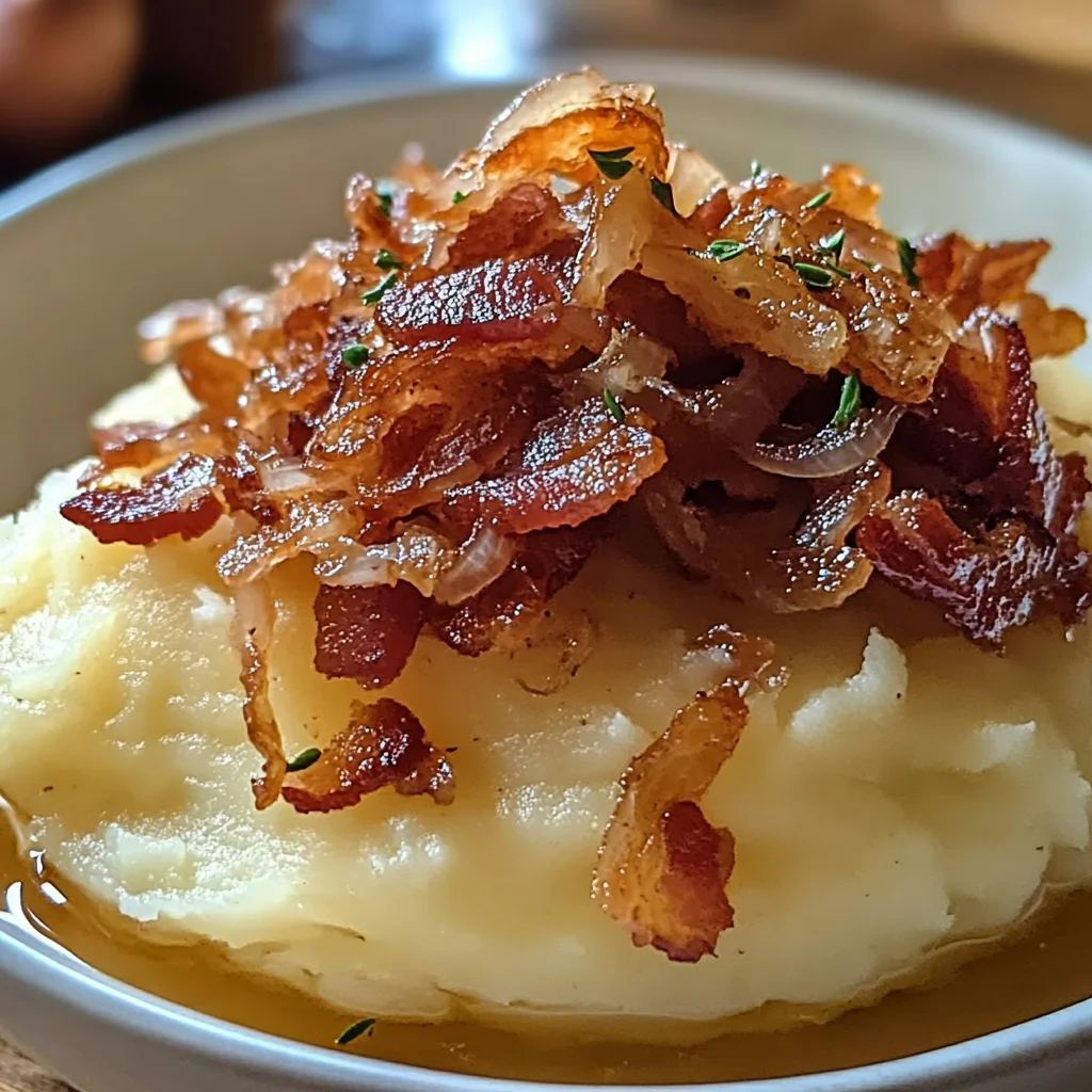 Purée lardons caramélisés