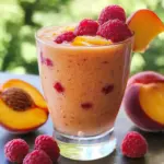 Smoothie pêche et framboises