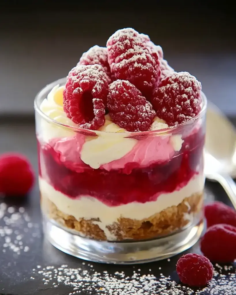 Tiramisu framboises et biscuits roses
