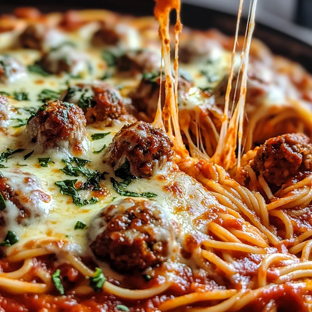 Pizza-Ghetti avec boulettes savoureuses