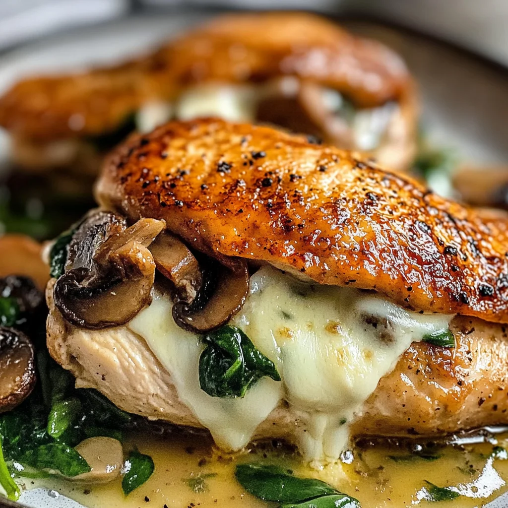 Poulet farci aux champignons