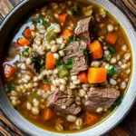 Soupe à l’orge et bœuf