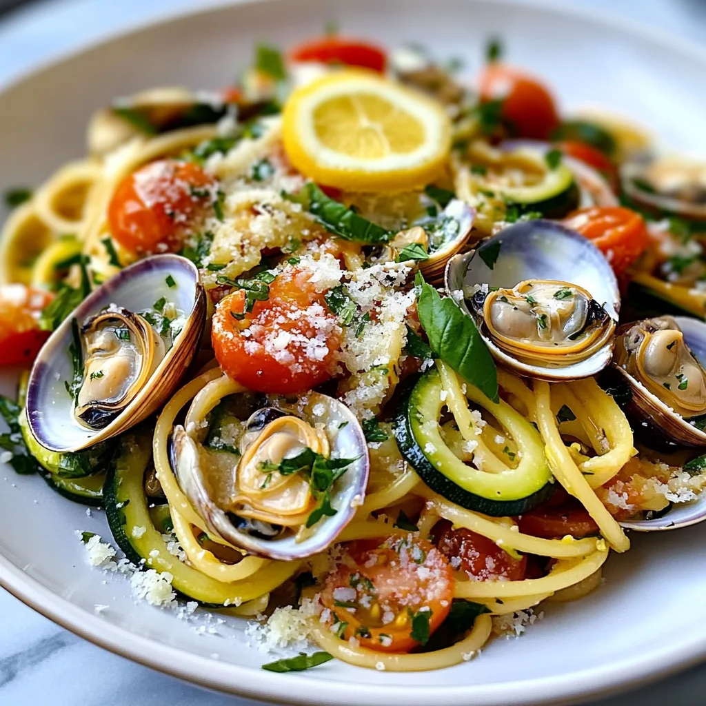 Spaghettis aux palourdes et courgettes
