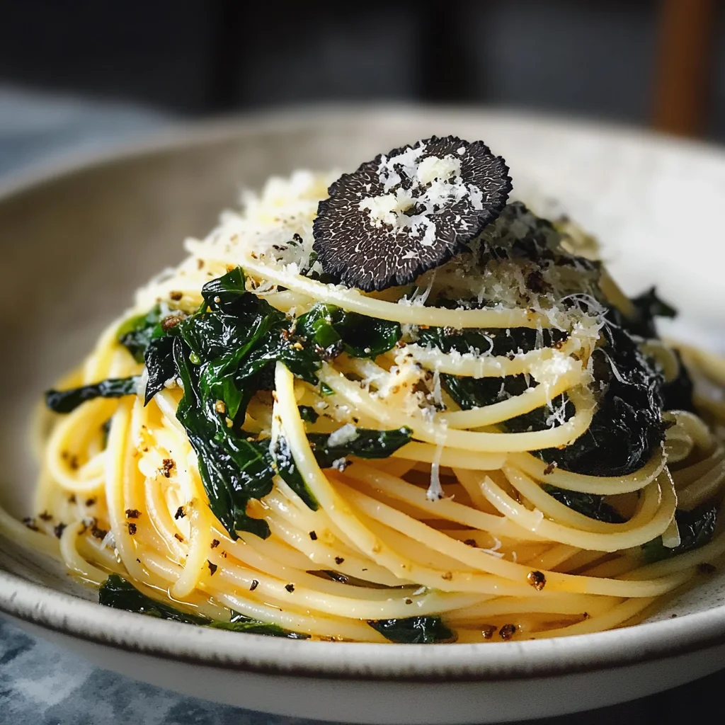 Spaghettis blettes truffe noire