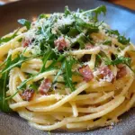 Spaghettis carbonara roquette