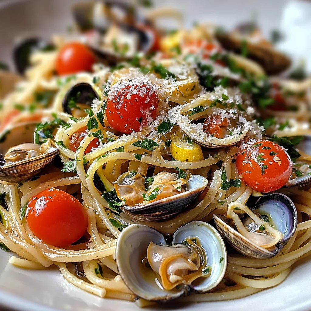 Spaghettis palourdes et légumes