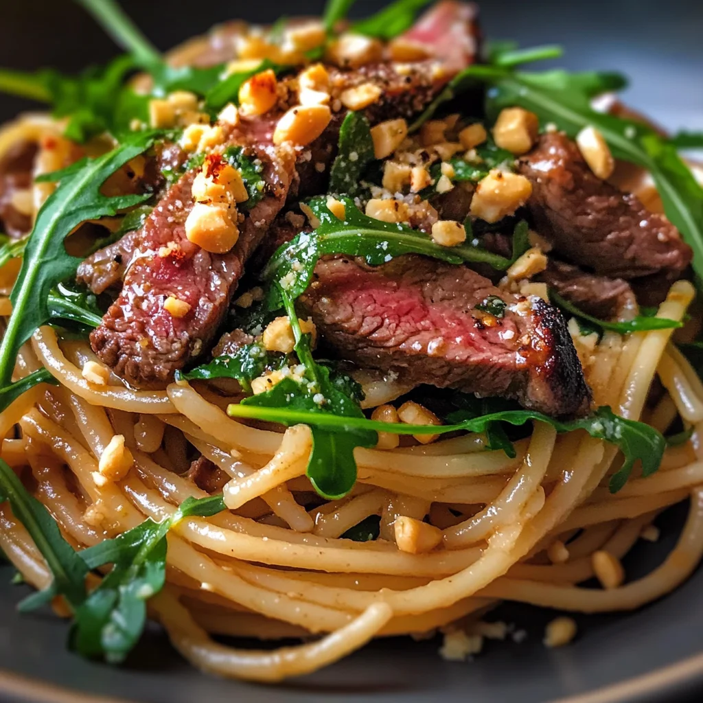 Spaghettis sautés bœuf cacahuètes