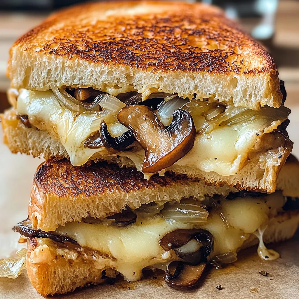 Croque-monsieur gouda champignon oignon