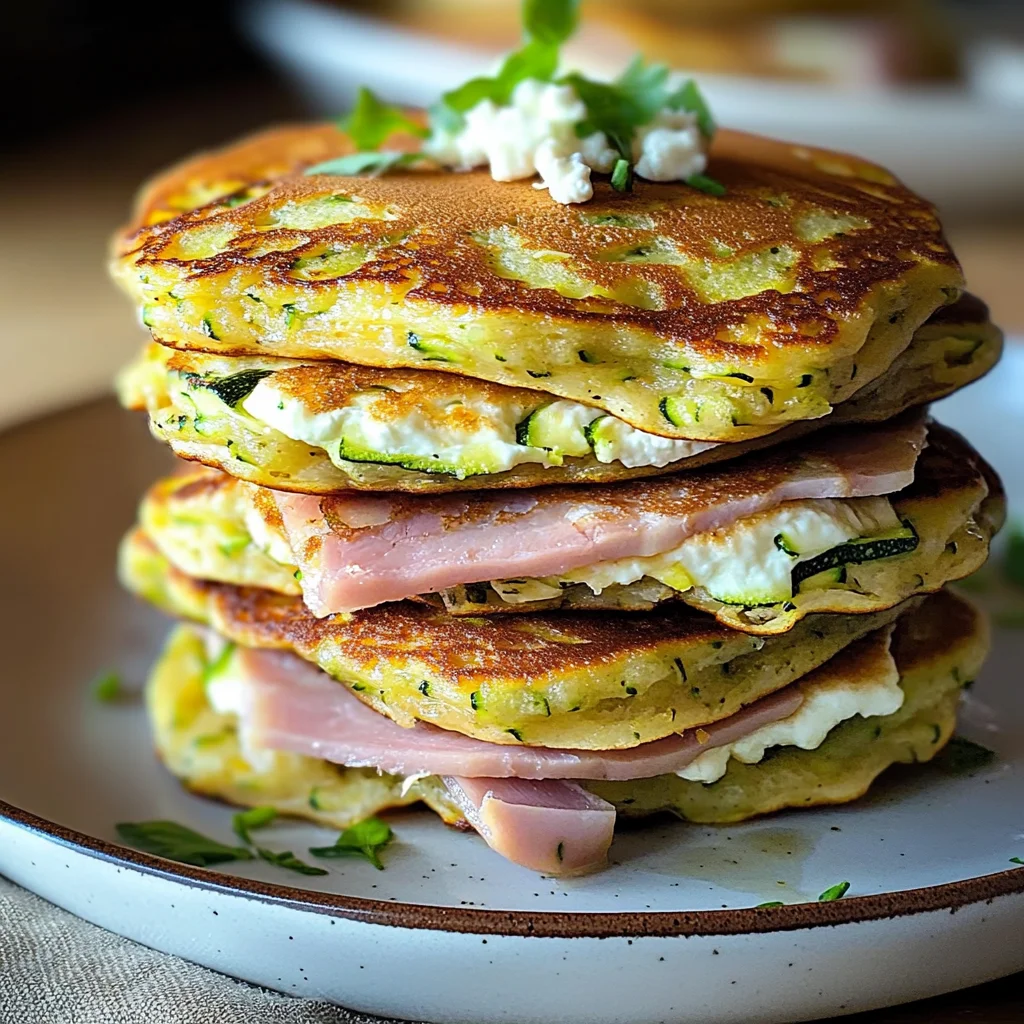 Pancakes courgette chèvre jambon