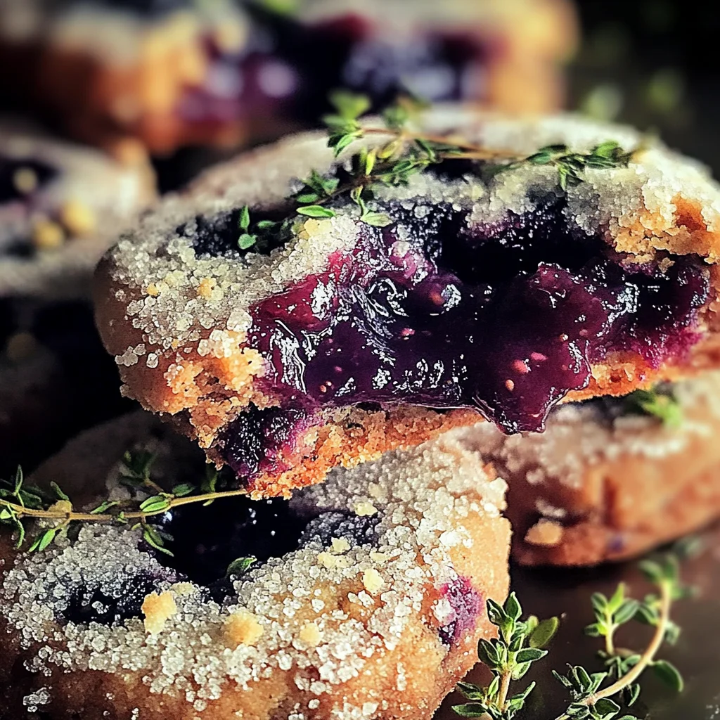 Sablés myrtilles et thym confit