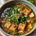 Soupe miso gingembre tofu croustillant